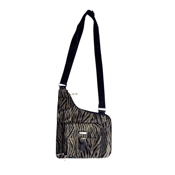 Baggallini Olive Green Animal Print Uptown Bag Crossbody Sling Messenger Bag - Picture 1 of 12